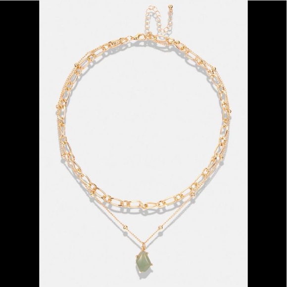 Genuine Amazonite Gemstone Teardrop Pendant In This Multi Layer Gold Necklace - Picture 6 of 11